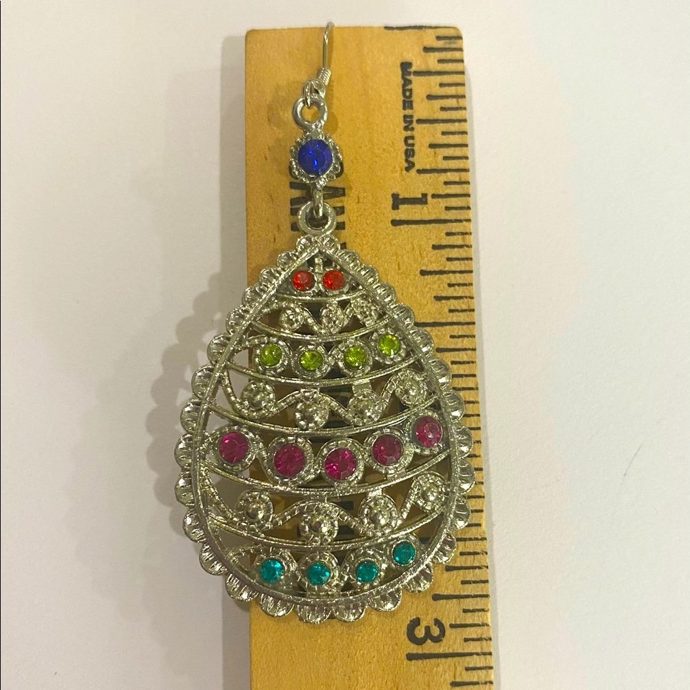 Silver Teardrop Shaped Earrings